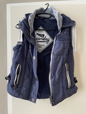 Superdry The Patrol Gilet Damenweste Blau Mit Kapuze Gr. S / XS ,warme Weste
