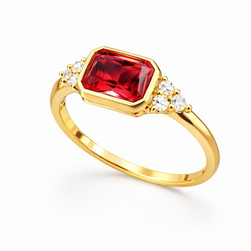 Ring gold roter stein - roter,