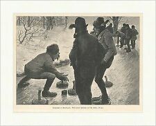 Eisschießen in Oberbayern Th. Grätz Sport Winter Eisstock Holzstich E 16102