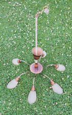 50er Jahre 6-Flamig Tütenlampe Messing Hängelampe 