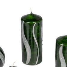 Stumpenkerze Welle grün