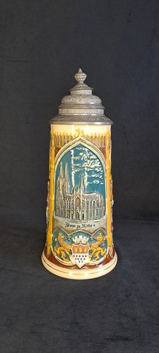 Alter bierkrug mit zinndeckel - alter,