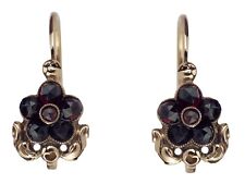 Biedermeier 585 Gold Böhmischer Granat Damen Ohrringe!