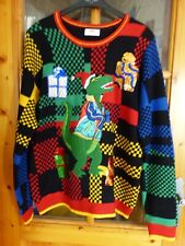 Ugly Christmas Sweater, Weihnachtspullover mit Dinosaurier aus USA, Gr XL