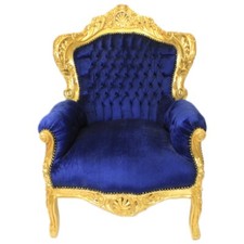 Barocksessel Sessel Blau Gold