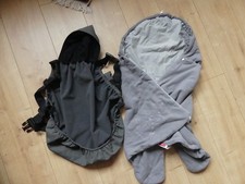 Babytragesack gebraucht super erhalten Grau, Regenüberzug, Strampler + Janosch 