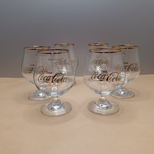 6x Coca Cola Glas Goldrand Schwenker Tulpe 0,3L Eichstrich Vintage 80er/90er