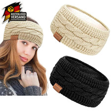 Stirnband Damen Winter Strick Ohrenwärmer Fleece Kopfband Warmes Headband Weihna