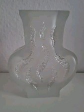 Ingrid Glashütte  / Kurt Wokan massive Vase, Blockvase, Eisglas, 70er Jahre