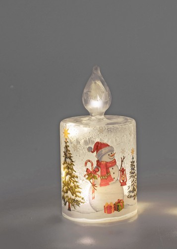 Led kerze schneemann ø 9cm - kerze,