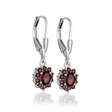 Paar 8mm Blumen Granat Brisur