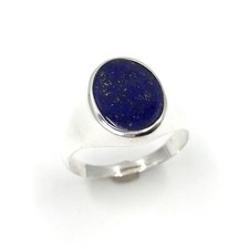 massiver klassischer Siegelring 925 Silber Ring Lapislazuli oval Schmuck RW 62