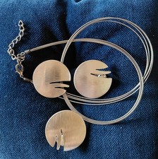 Schmuckset Halsreif mit Anhänger und Ohrclips Edelstahl