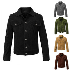 Leder Trucker Wildleder Jacke Herren Retro Biker Motorrad Western Cowboy Jacke