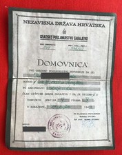 Domovnica NDH Sarajevo Nezavisna Drzava Hrvatska Ustasa Pavelic WW2 Reich ZDS
