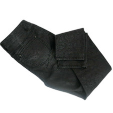 TAIFUN Damen Jeans Straight Schwarz Glanz-Optik Muster Gr. DE 38