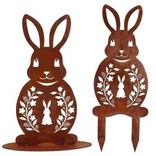 Metall Osterhase Figur Vintage Gartendeko Rost Ostern Geschenk Osterdeko Hase