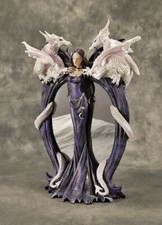 Tisch-Spiegel   ELFE mit zwei DRACHEN   Deko Mystik Geschenk