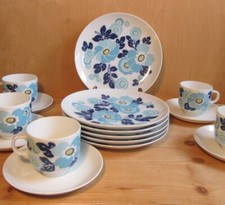 Hutschenreuther blaue Blumen Kuchenteller Kaffeetasse 2tlg. Teile zur Auswahl