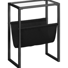 Beistelltisch schmal Glasplatte klein Nachttisch für Zimmer Büro