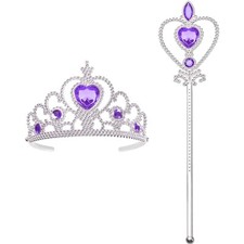 Vicloon Prinzessin Elsa Accessoires Set - Strass Krone & Zauberstab für Kinder