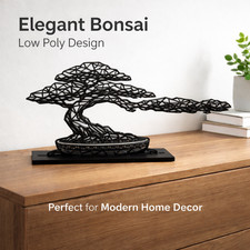 Low-Poly Bonsai Skulptur –