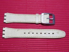 2nd HAND : ORIGINAL Swatch LEDER Armband 17mm creme WEISS mit IRONY-alu Schließe