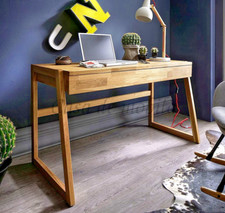 Schreibtisch Bürotisch Sekretär 126x77x55cm holz Wildeiche massiv natur geölt