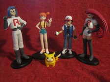 4 x Tomy Pokemon Trainer Figur + Pikachu (Ash,Misty,Jessie,James) 1998,gebraucht