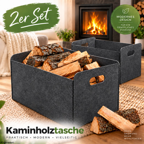 2er set kaminholztasche - 2er,