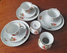 Retsch Bavaria Wunsiedel  3 tlg. Kaffeeset Weihnachtsmotiv Christrose Golddekor