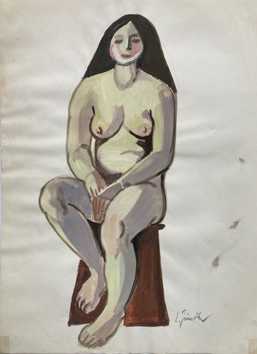 Gouache stehender weiblicher - stehender,