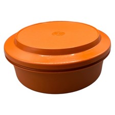 Tupperware Seal n Serve Servierschale Siebservierer 20cm Orange Weiß Vintage Rar
