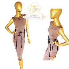 THERESA DRESS Wolford M Medium braun black Kleid Barock mit Schleifen Schnüren