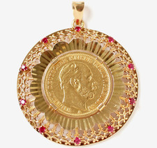 Anhänger 750 Gold Rubine 20 Mark 900 Goldmünze Wilhelm I. 1875 Preussen 15,43 g