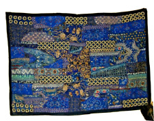 Wandbehang Indien Blau Patchwork Orient 153 x 106 cm Handgefertigt Baumwolle