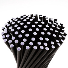 Trinkhalme Papier schwarz I 24