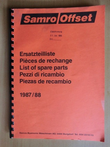 Ersatzteilliste samro offset - ersatzteilliste,