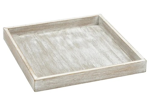 Holztablett 27x27cm weiß