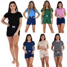 kurzer Damenpyjama im klassischen Schnitt 100% Baumwolle Pyjama für Damen XS-XL