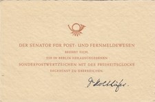 Sonderkarte - Mi 75-79 u. 82-86 - Senatorkarte "Freiheitsglocke" - M25