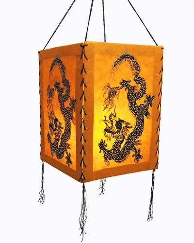 Lampenschirm drache orange - lampenschirm,