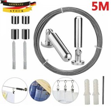 5m Edelstahl Seilspanner Seilspanngarnitur Gardinenseil Vorhang-Set Drahtseil DE