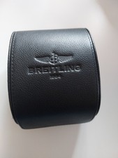 Breitling Box Etui Transportbox schwarz Druckknopf Leder Uhrenbox Armbanduhr