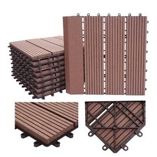 B-Ware WPC Bodenfliese, Holzoptik Terrasse, Premium, coffee linear senkrecht