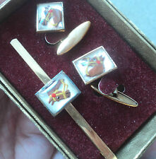 Pferde Manschettenknöpfe & Krawattennadel - Rennen /Jagd / Reit - Essex Crystal