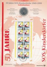 BRD 10 DM 1999 J 50 Jahre SOS-Kinderdörfer Silber im Numisblatt*