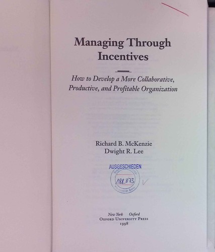 Managing through incentives - managing,