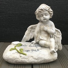 XL Engel Herz 16cm Grau