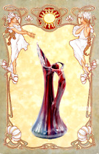 Art Nouveau Jérôme Massier Fils Antike Keramik Jugendstil Bodenvase 46CM 1900